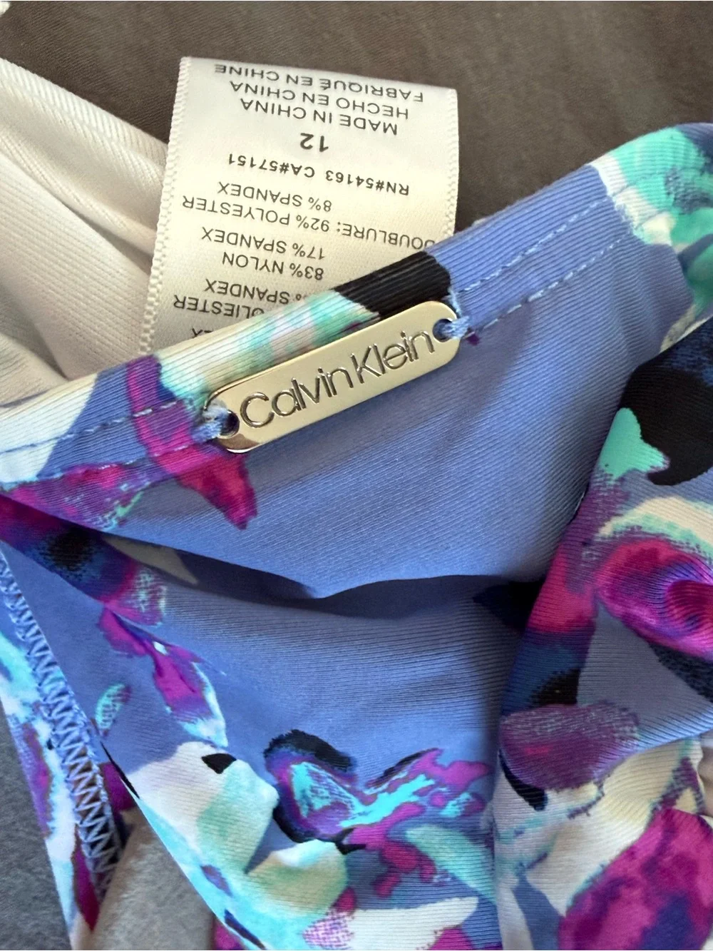Calvin Klein Lavender Floral V-Neck One-Piece